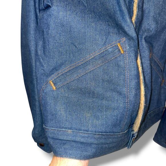 Vintage Wrangler Made in USA Sherpa Denim Jean Jacket Men’s Size M - Picture 6 of 10